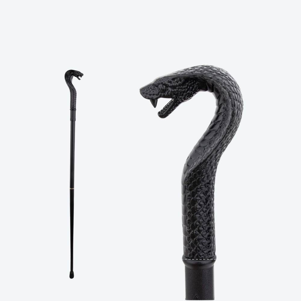 Vintage Black Naja Metal Cane-Bastoni UK