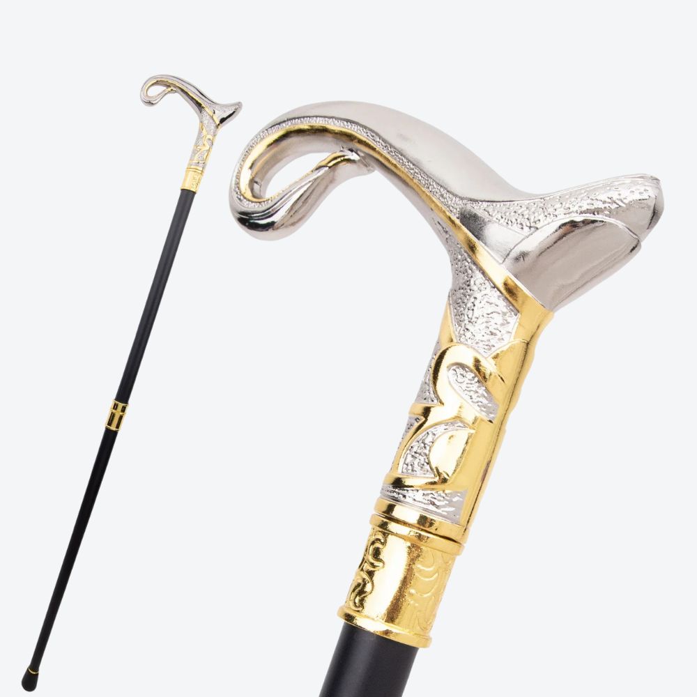 Luxury Elegant Arabic Style Silver/Gold Bastoni Walking Stick