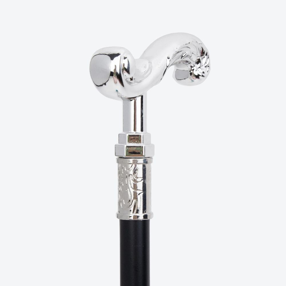 Elegant Luxury Moscow Style Silver Bastoni Walking Stick