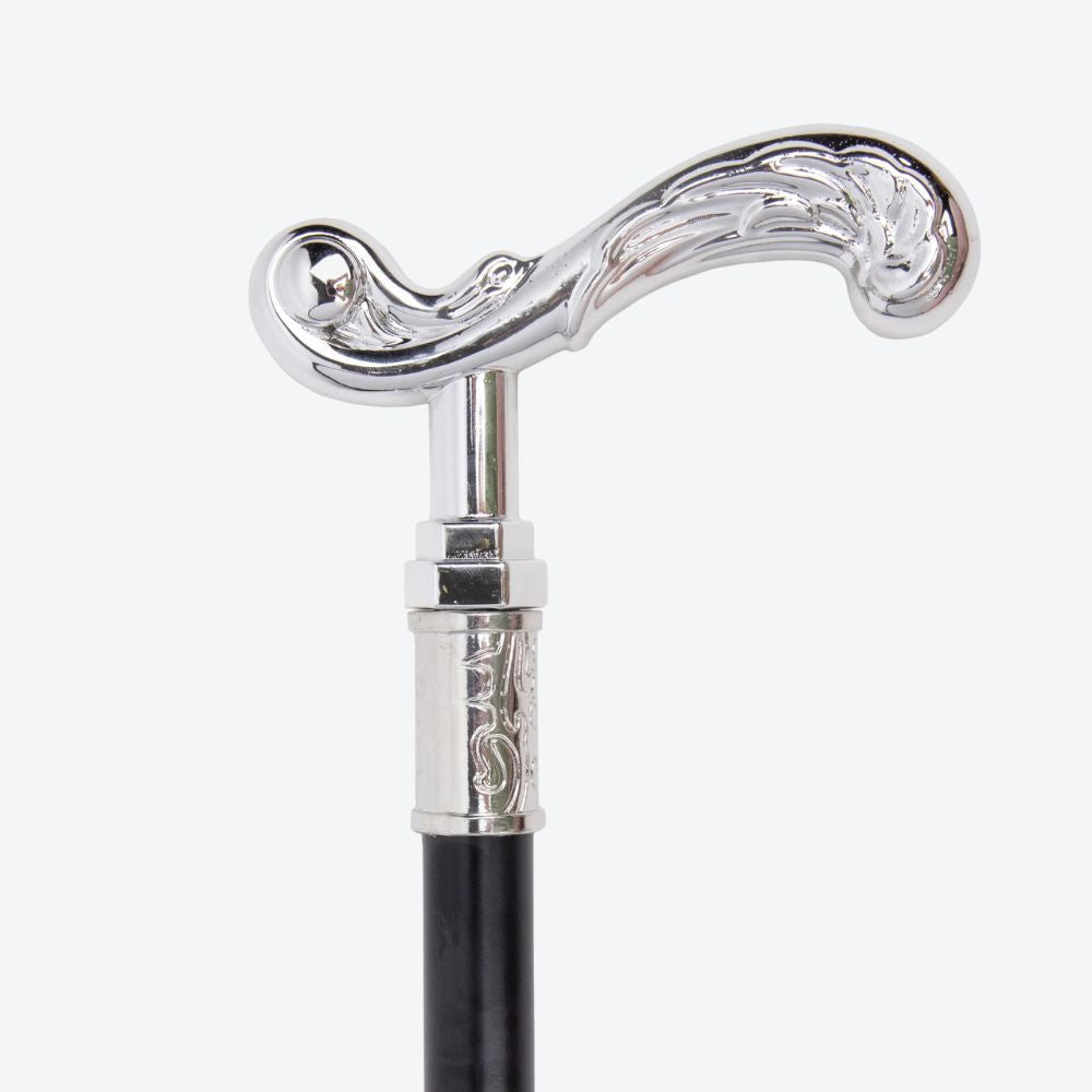 Elegant Luxury Moscow Style Silver Bastoni Walking Stick