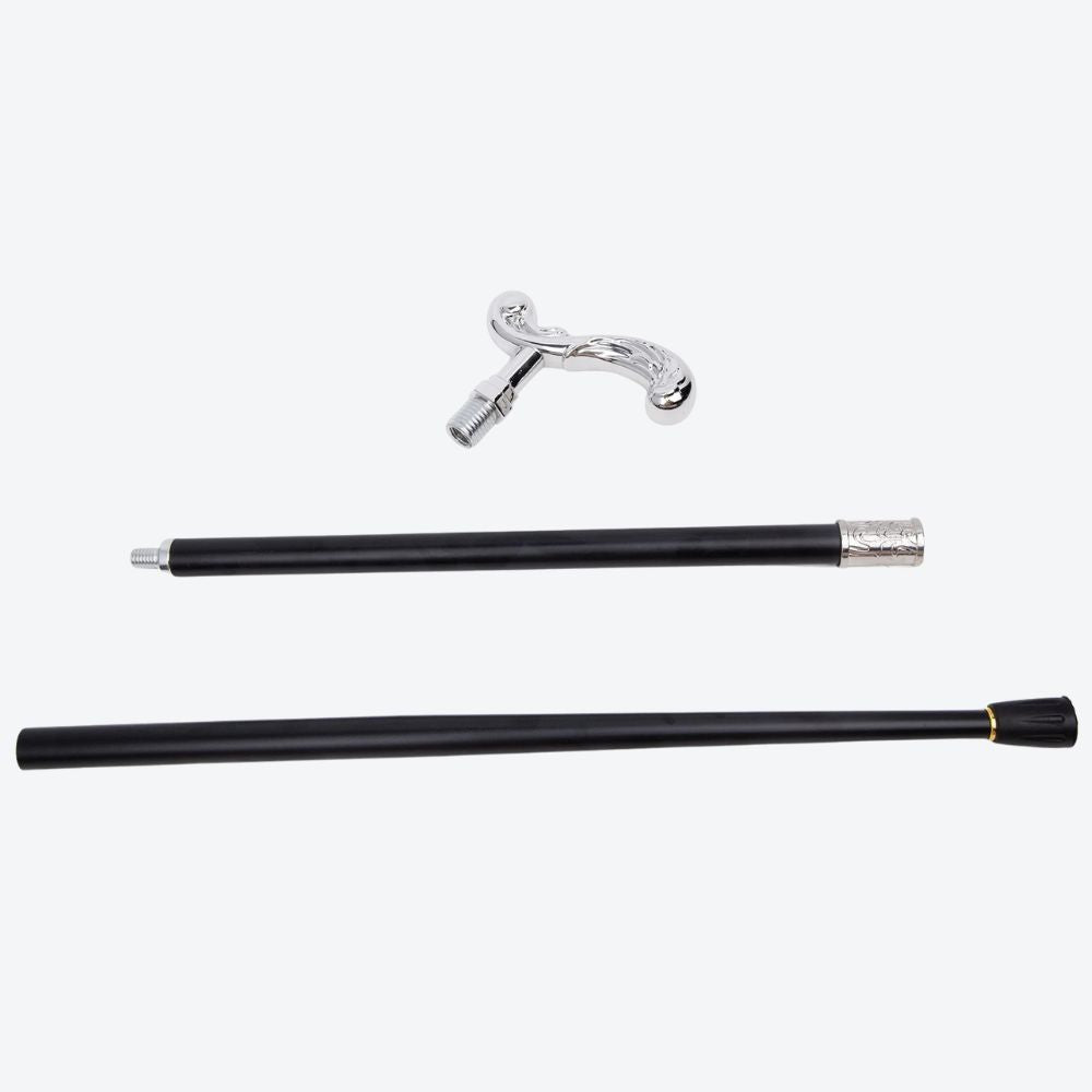 Elegant Luxury Moscow Style Silver Bastoni Walking Stick
