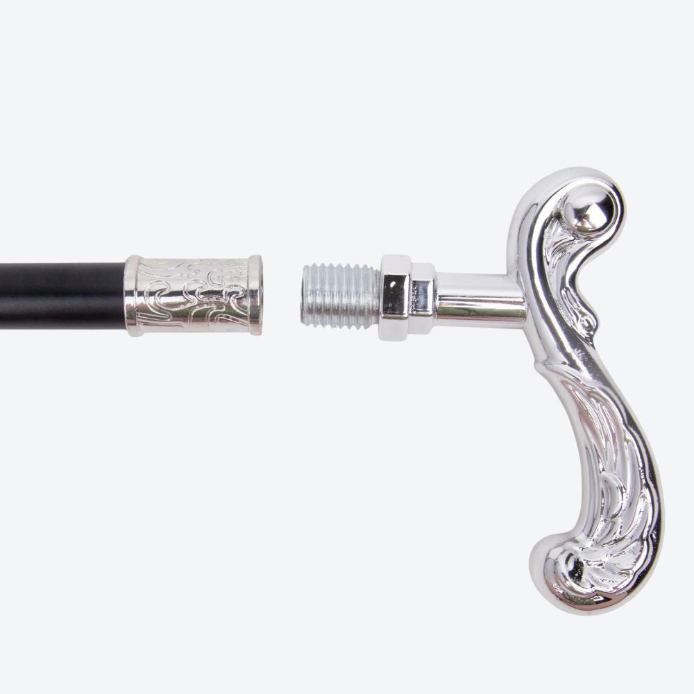 Elegant Luxury Moscow Style Silver Bastoni Walking Stick