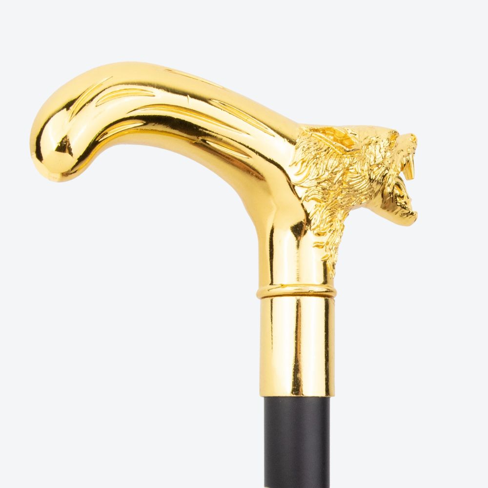 Elegant Metallic Golden Alpha Wolf Cane - Bastoni