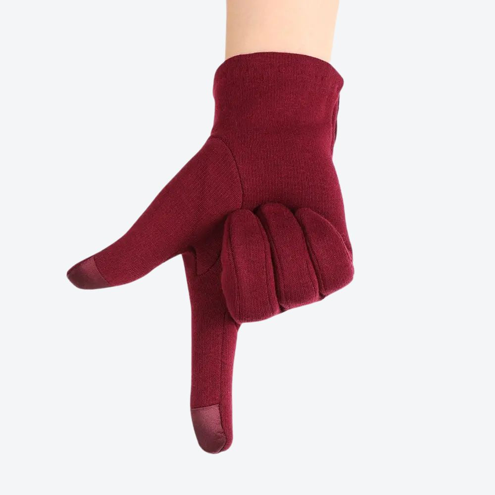 Women Winter Warm Gloves Touch Screen Fleece Lined Thermal Mittens Driving Ski Windproof Gloves - Bastoni