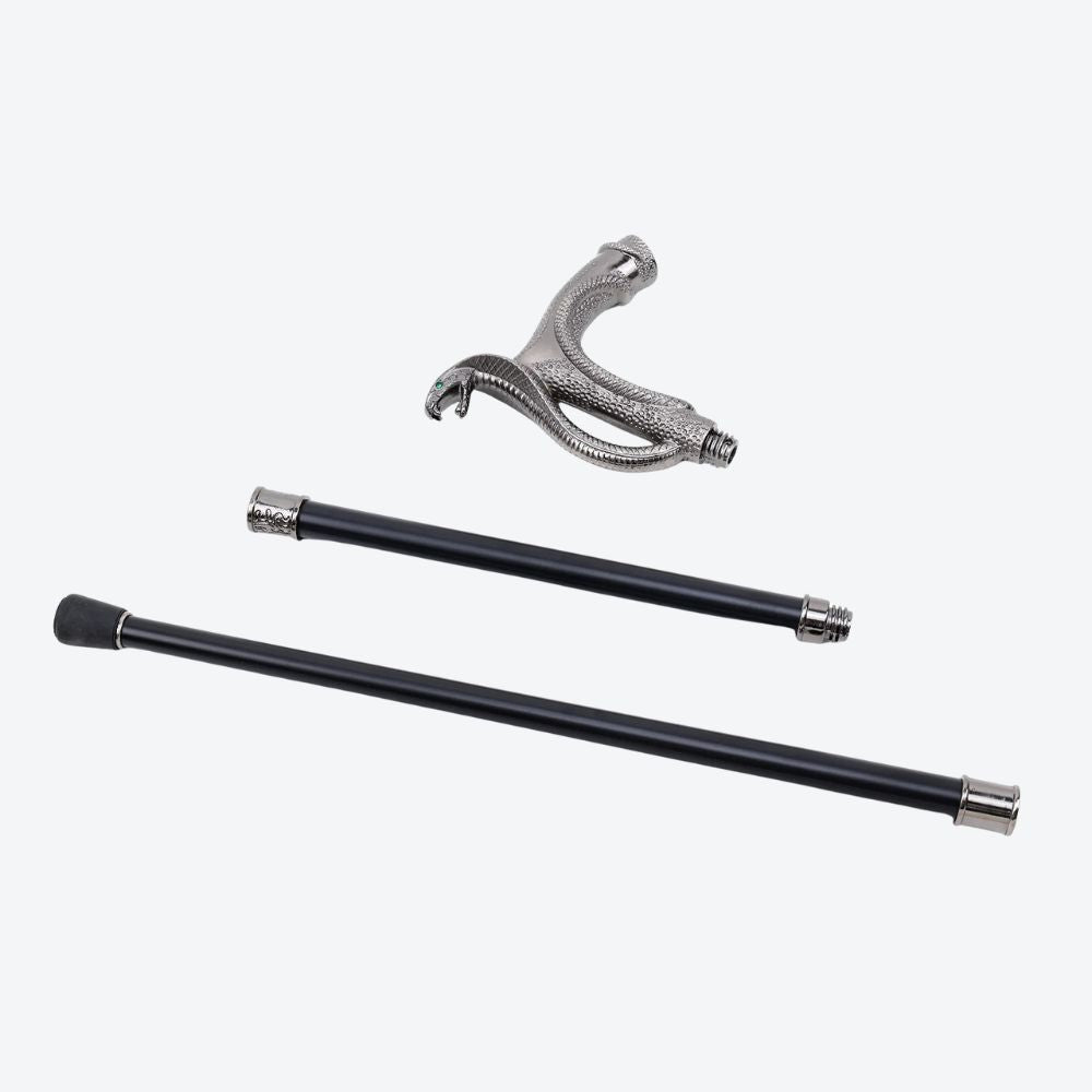 Elegant Vintage Snake Metallic Silver Cane - Bastoni