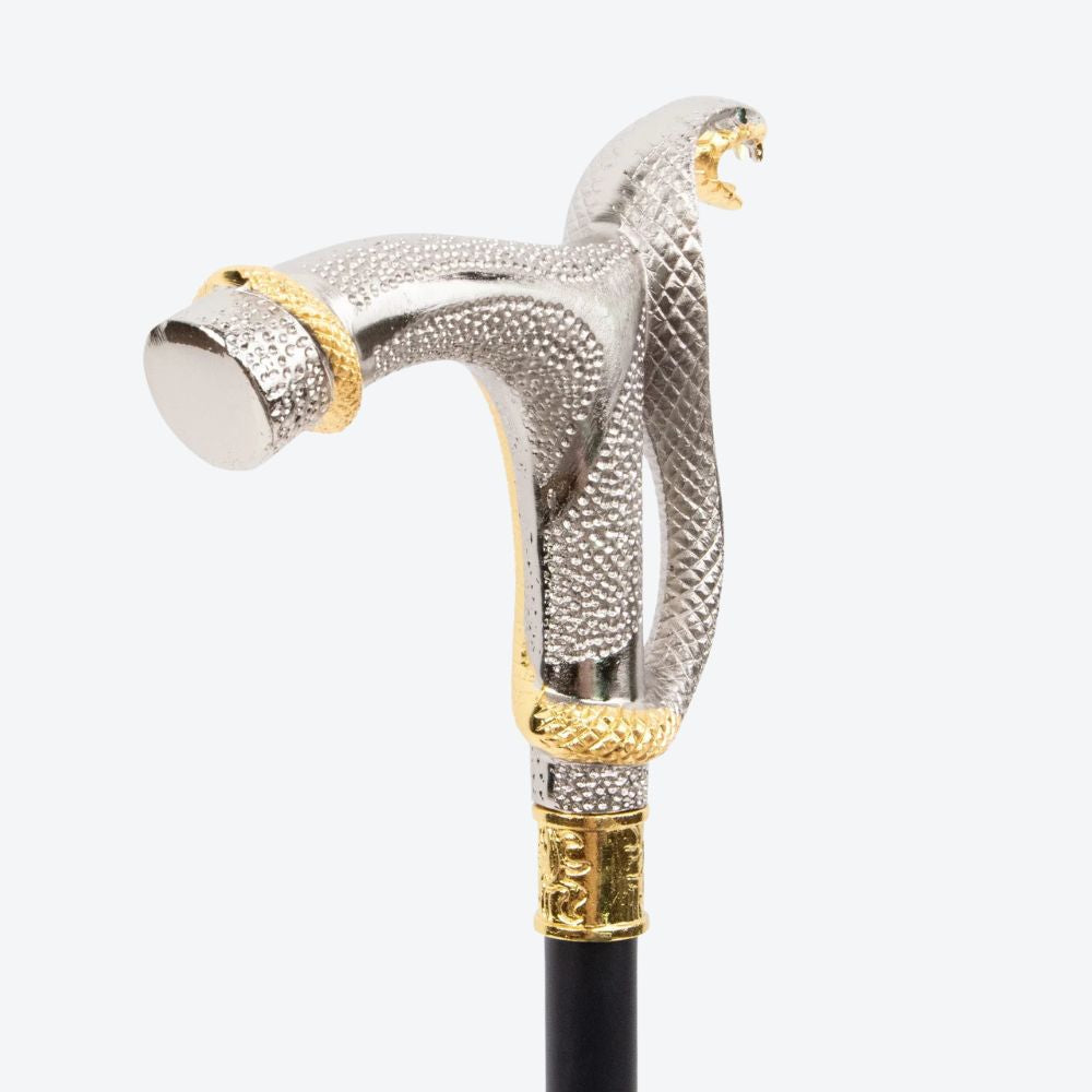 Elegant Vintage Metallic Snake Cane - Bastoni