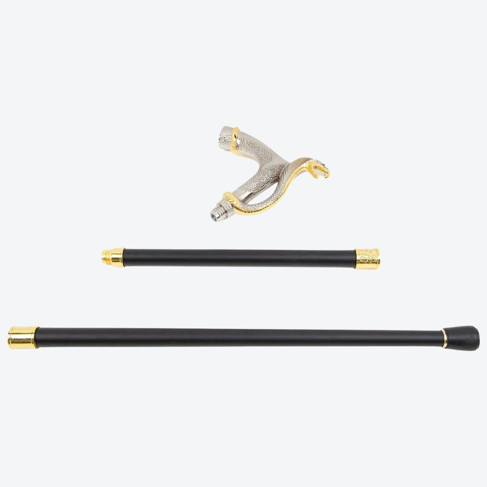 Elegant Vintage Metallic Snake Cane - Bastoni