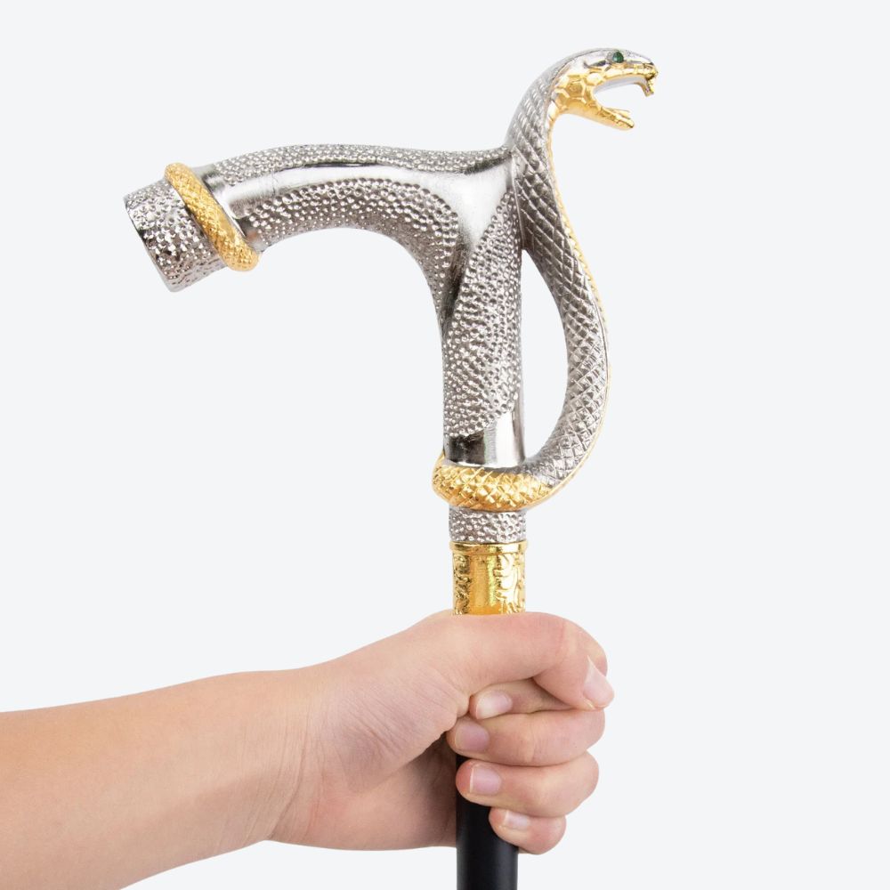 Elegant Vintage Metallic Snake Cane - Bastoni