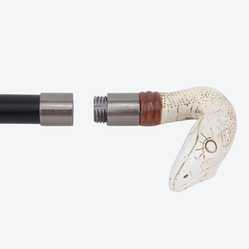 Elegant White Python Metal Walking Stick - Bastoni