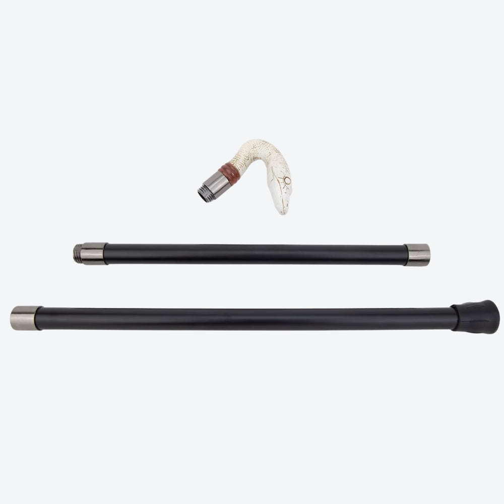 Elegant White Python Metal Walking Stick - Bastoni