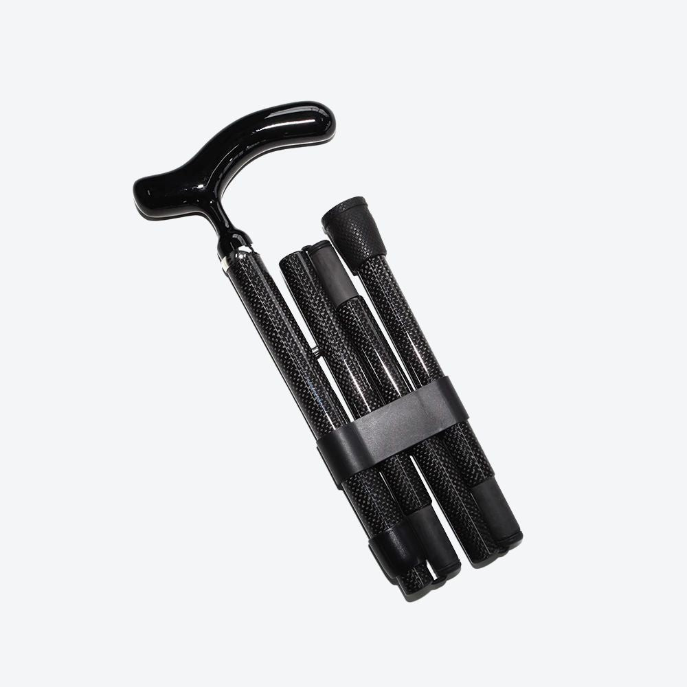 Folding Carbon Fiber Cane with Black Handle - Bastoni