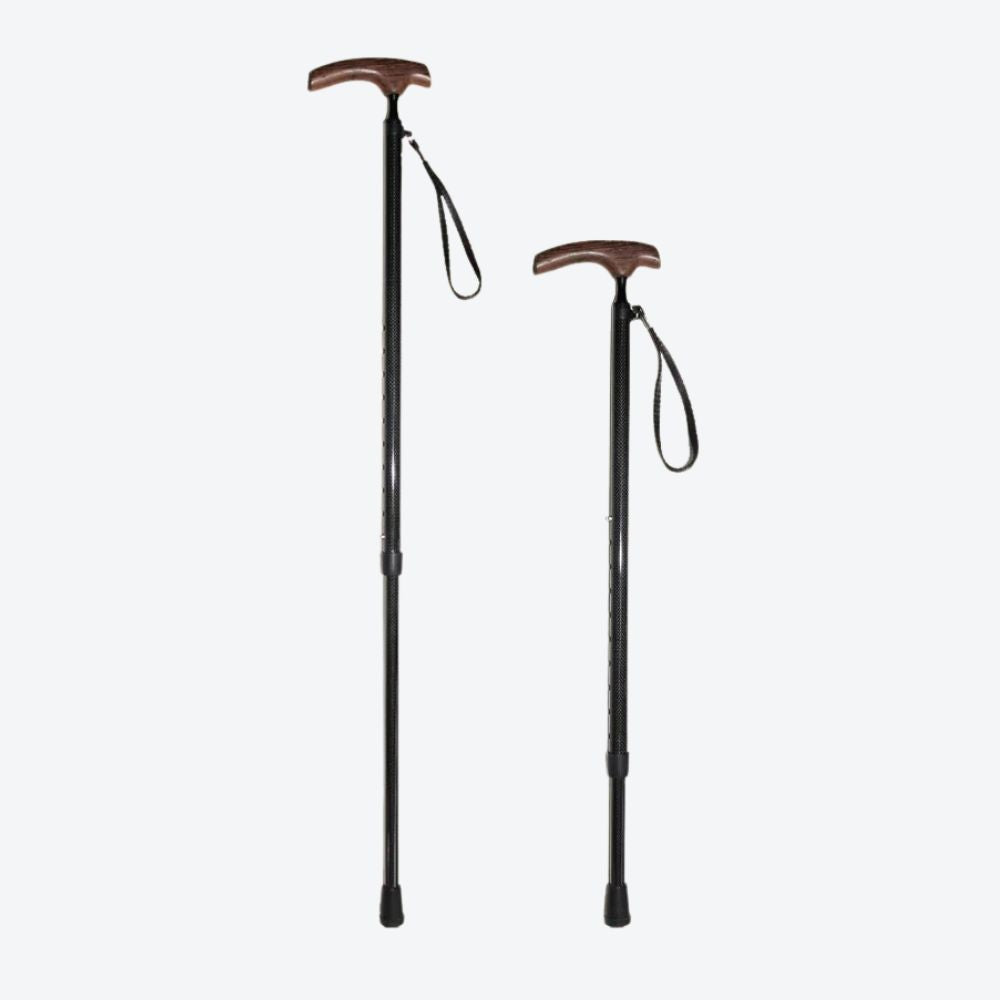 Folding Carbon Fiber Cane with Wooden Handle - Bastoni