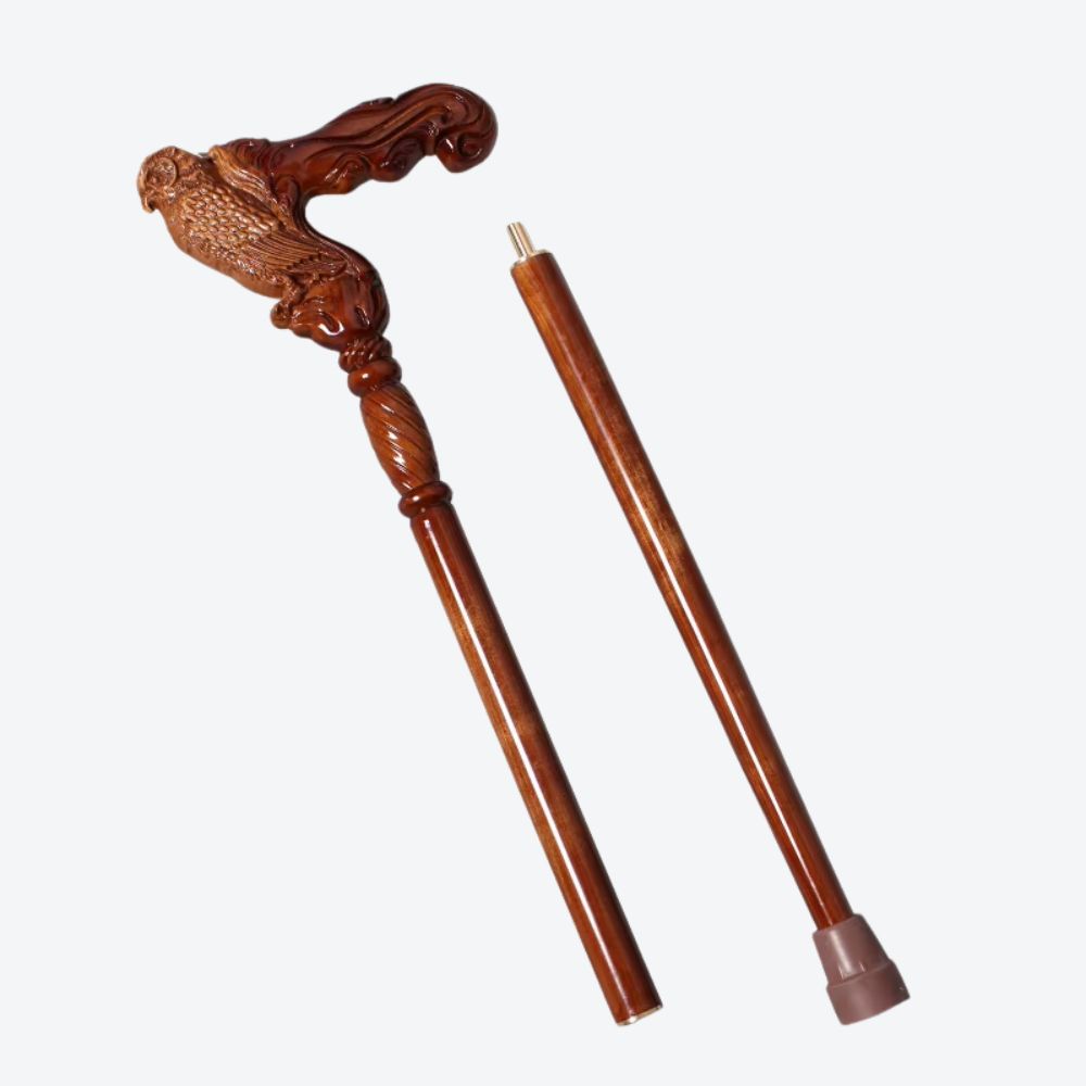 German Beech Wood Walking Stick, Owl Style - Bastoni