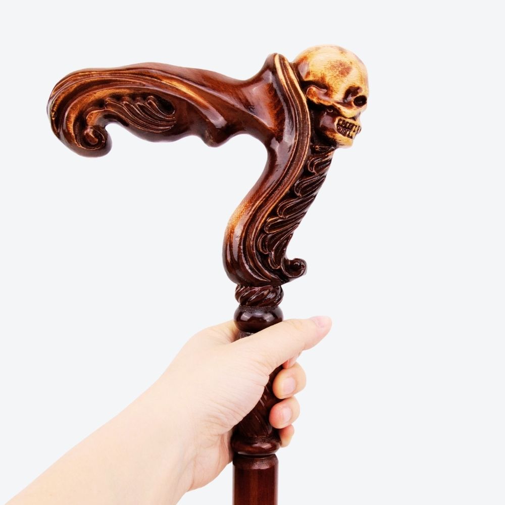 Bastoni Skull Style German Beech Wood Walking Stick
