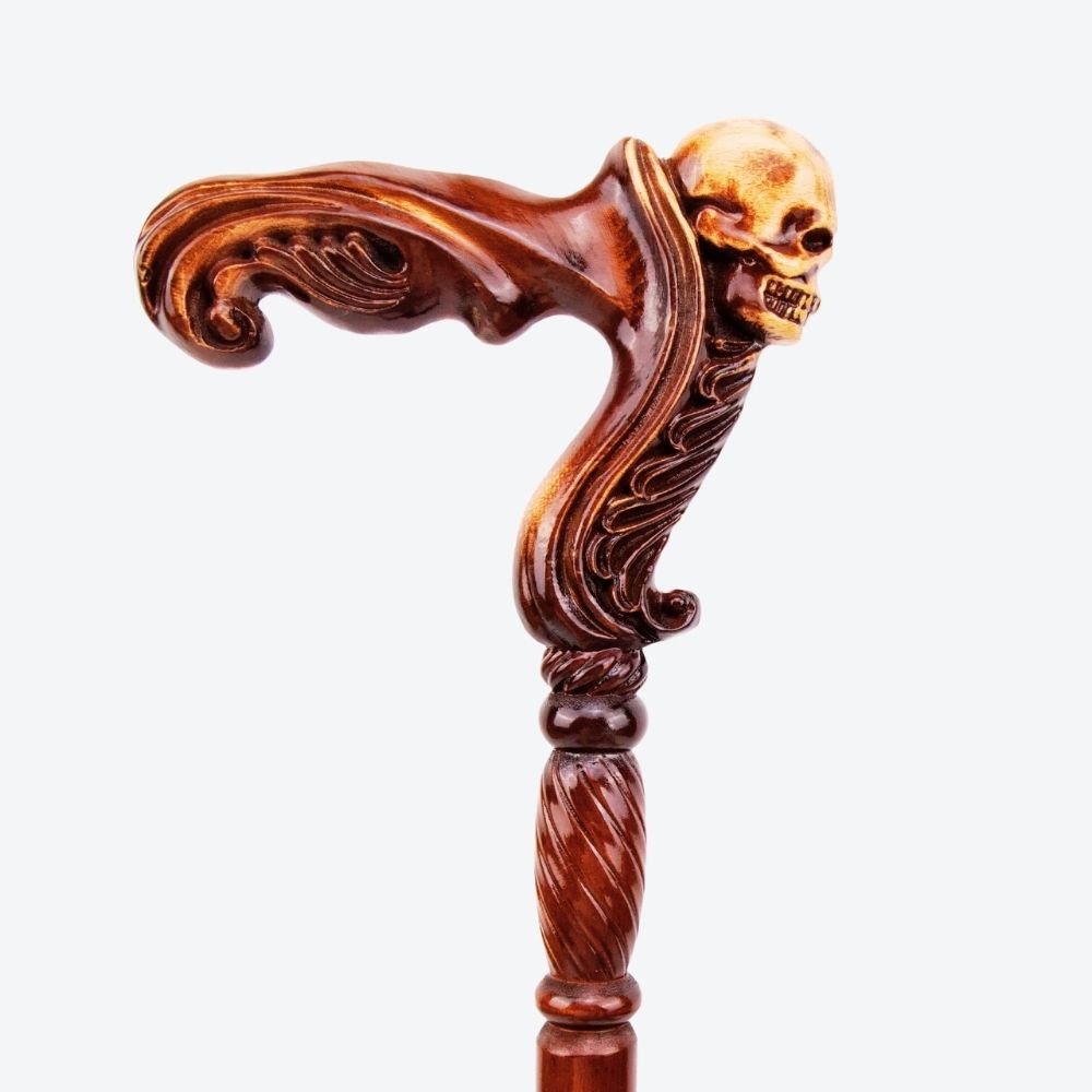 Bastoni Skull Style German Beech Wood Walking Stick