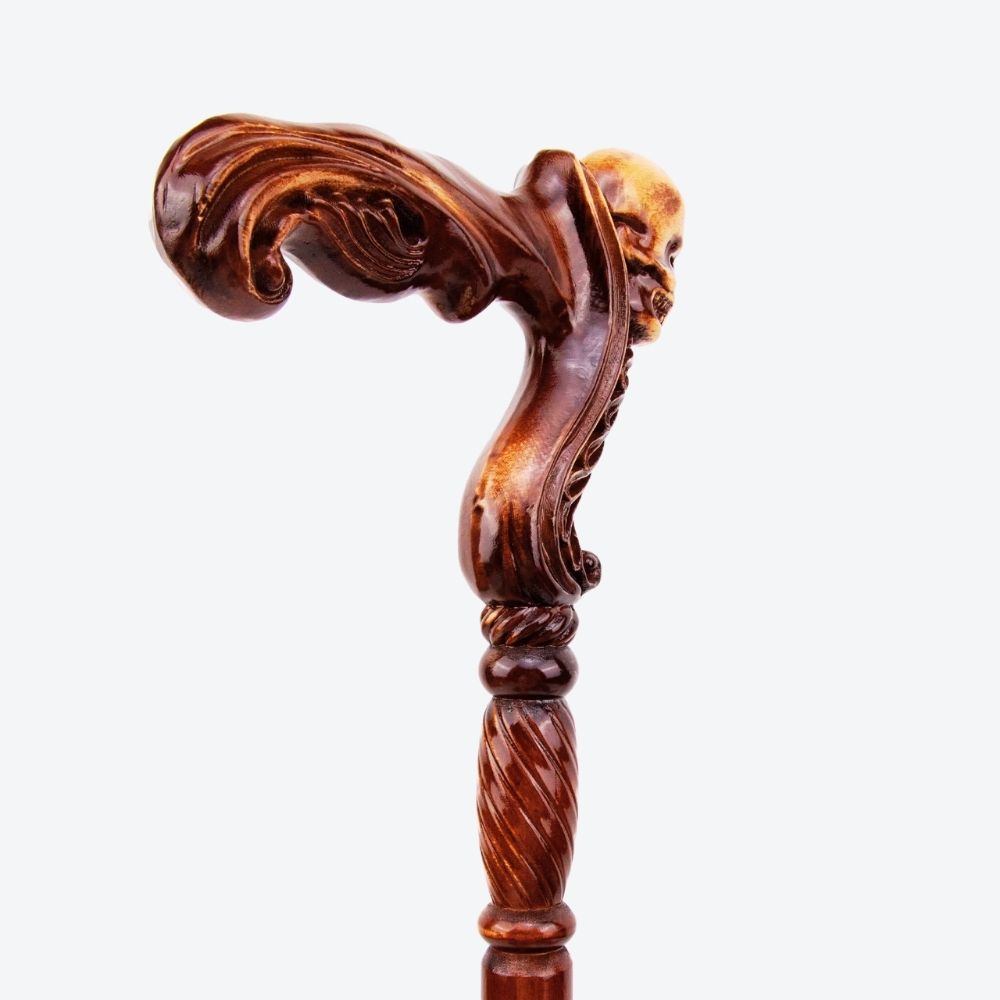 Bastoni Skull Style German Beech Wood Walking Stick