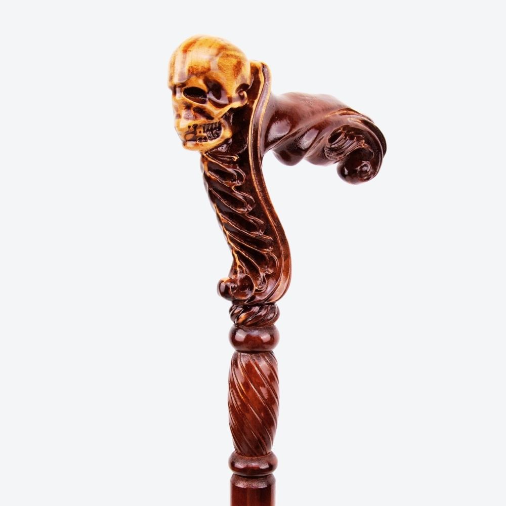Bastoni Skull Style German Beech Wood Walking Stick