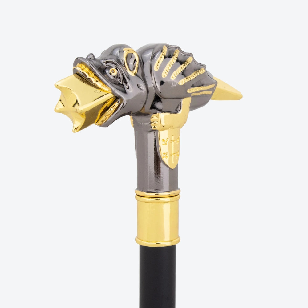 Gold/Silver Lizard Metal Walking Stick - Bastoni