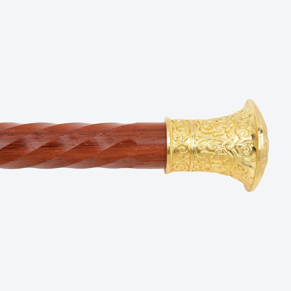 Golden Astro Wooden Walking Stick with Circular Handle - Bastoni