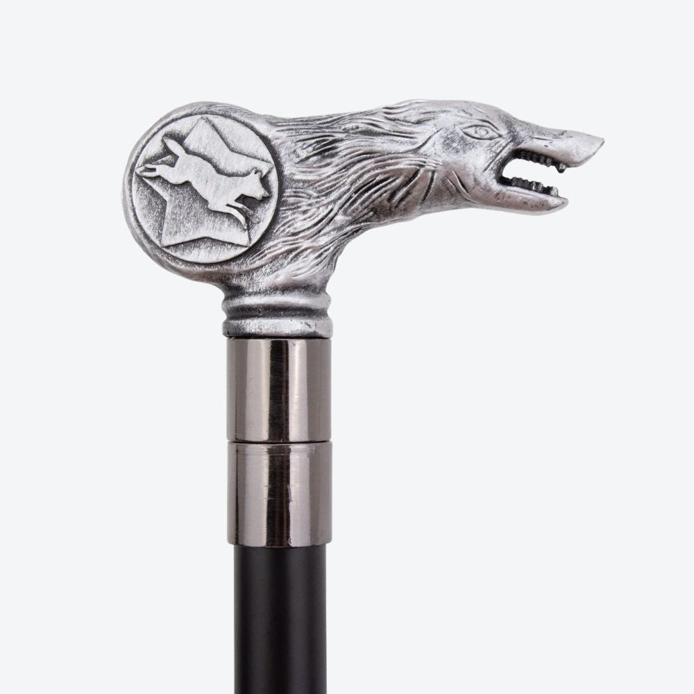 Guardian Wolf Metal Classic Cane Silver-Bastoni UK