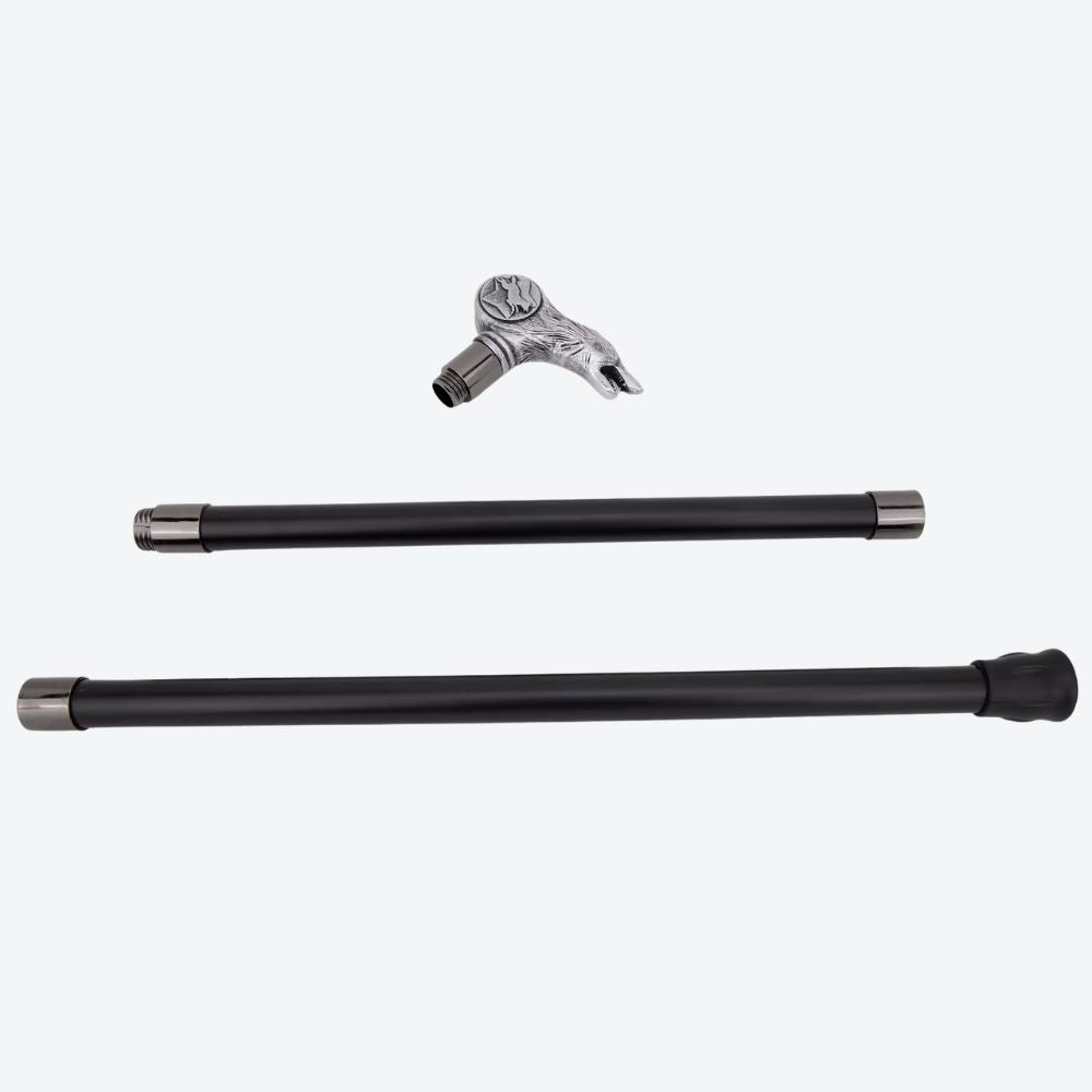 Guardian Wolf Metal Classic Cane Silver-Bastoni UK