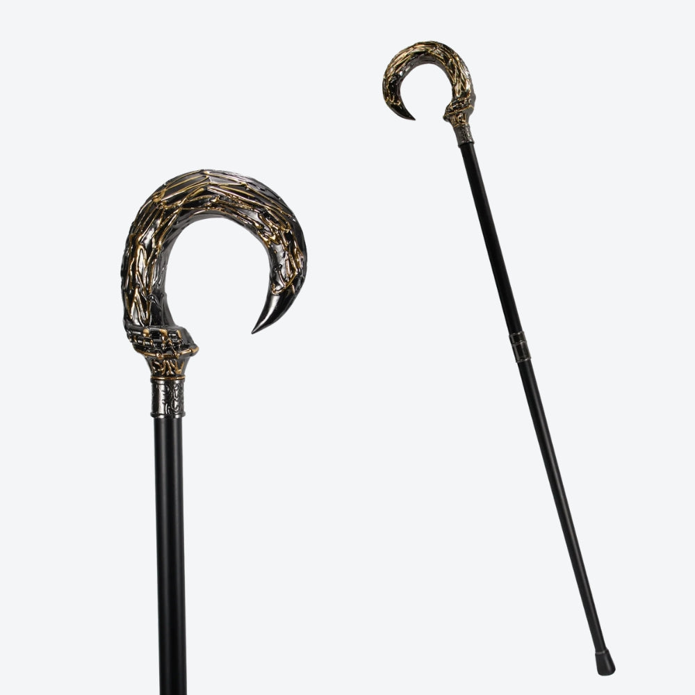 Harpia Curved Metal Cane, Black/Silver - Bastoni