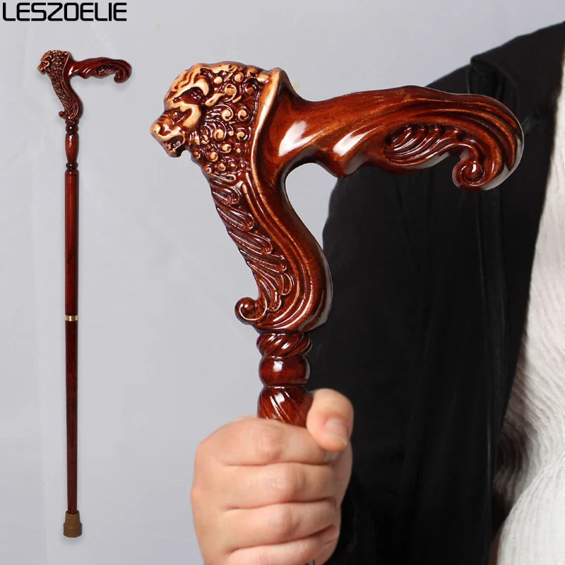 Imperial Lion Luxurious Wooden Walking Stick-Bastoni