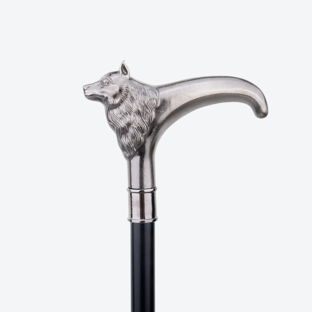Luxury Cane with Silver Imperial Fox Design - Bastoni