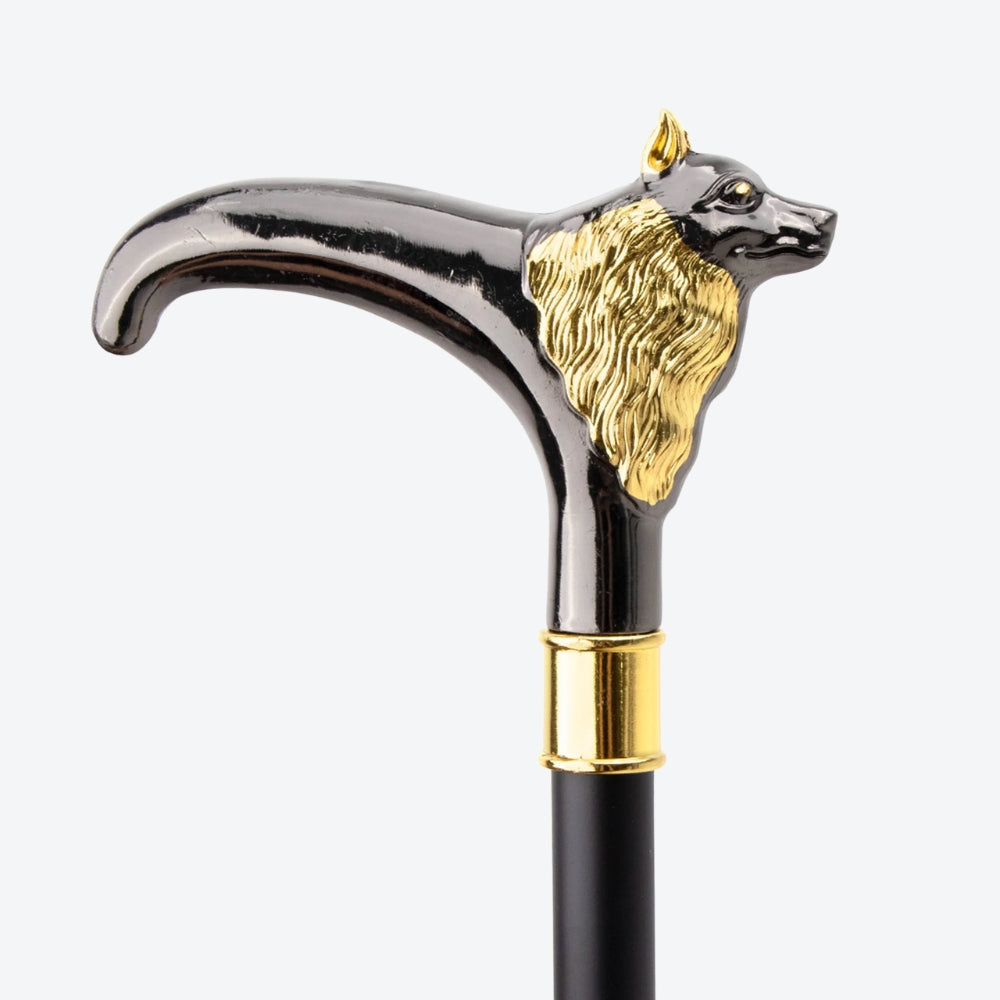 Luxury Imperial Fox Walking Stick, Black/Gold - Bastoni