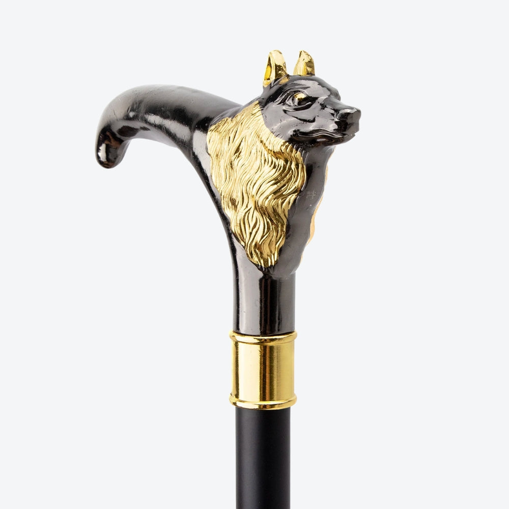 Luxury Imperial Fox Walking Stick, Black/Gold - Bastoni