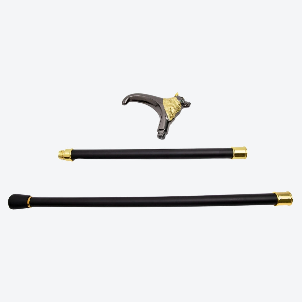 Luxury Imperial Fox Walking Stick, Black/Gold - Bastoni