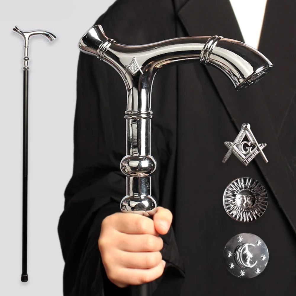Luxury Masonic Cane Shiny Sun and Moon Bastoni