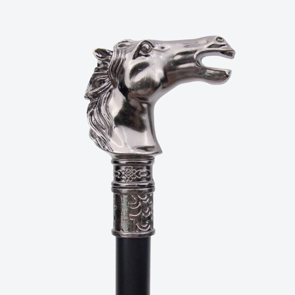 Luxury Metal Walking Stick Imperial Horse - Bastoni