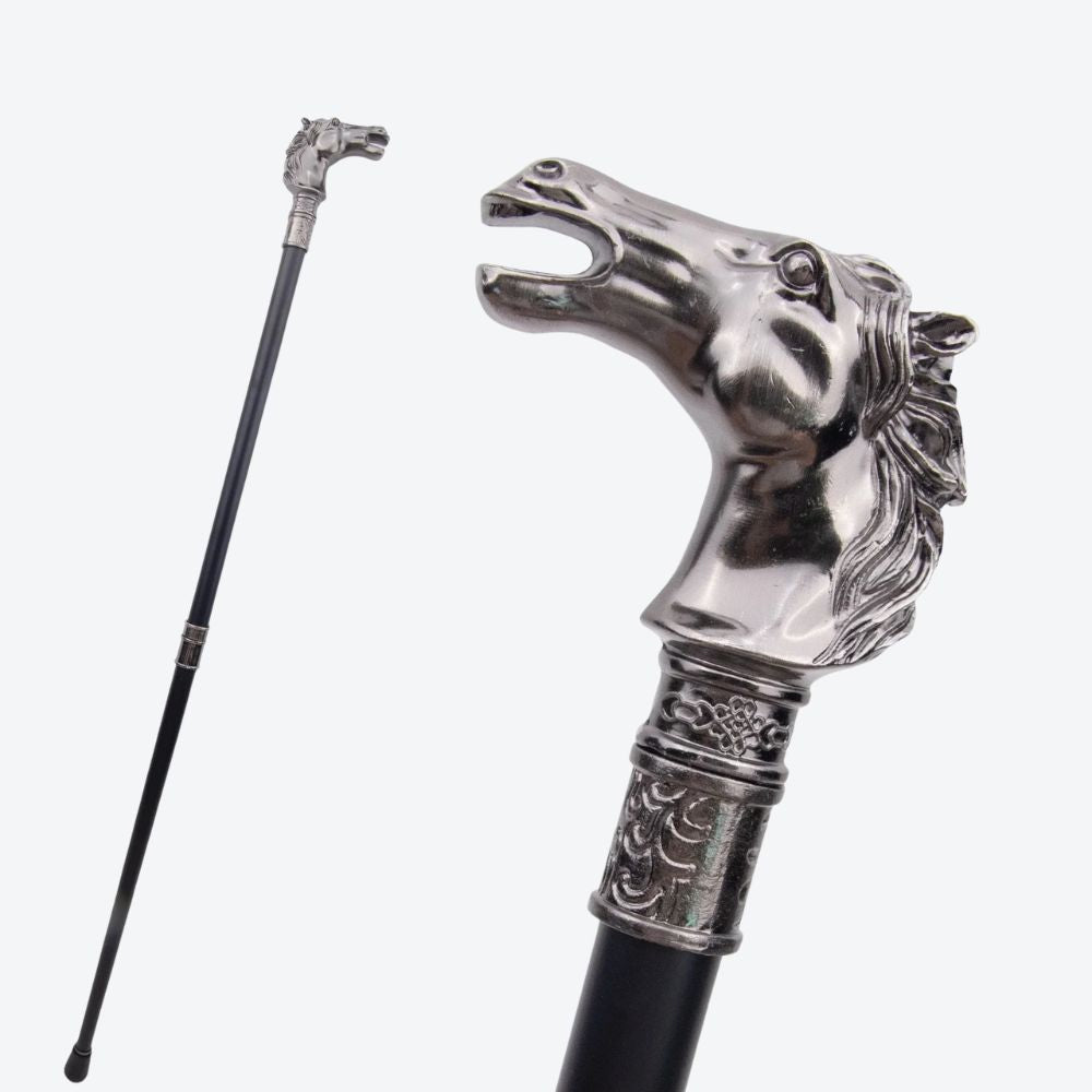 Luxury Metal Walking Stick Imperial Horse - Bastoni