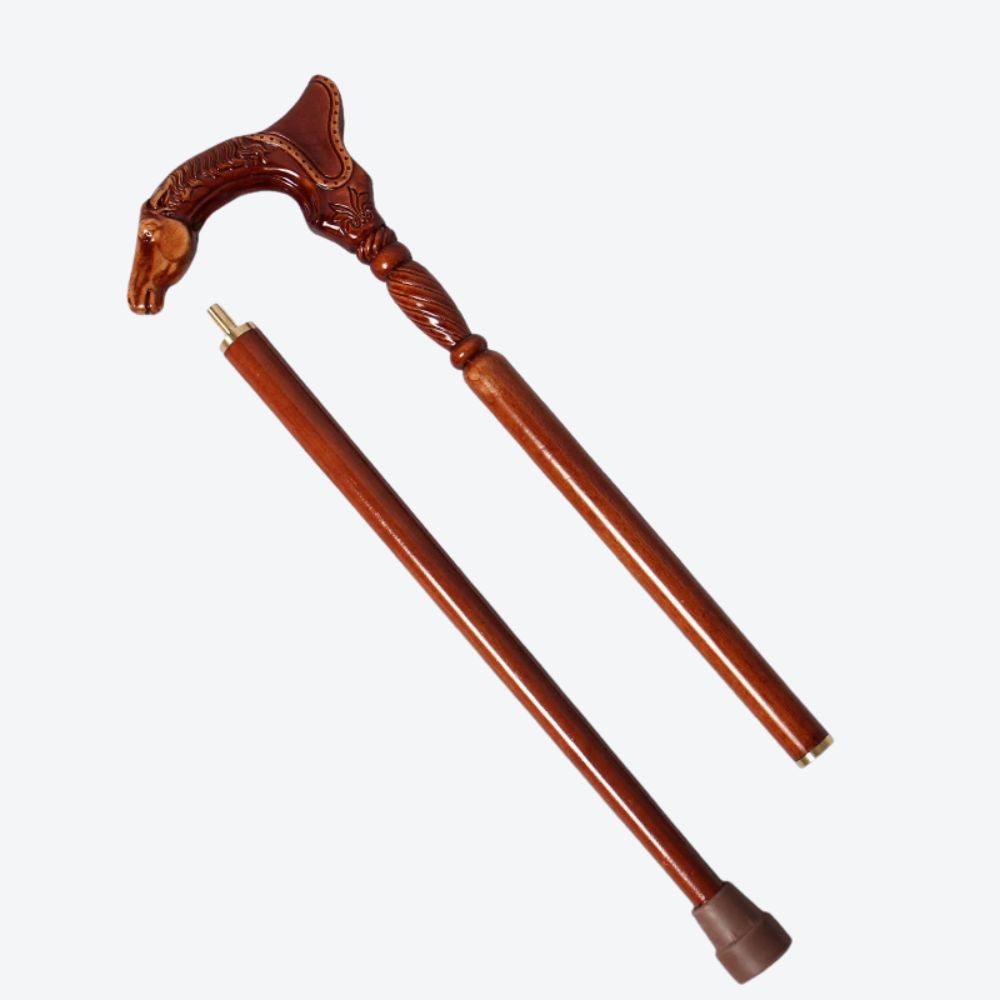 Luxury Wooden Walking Stick by Bastoni Chestnut Horse