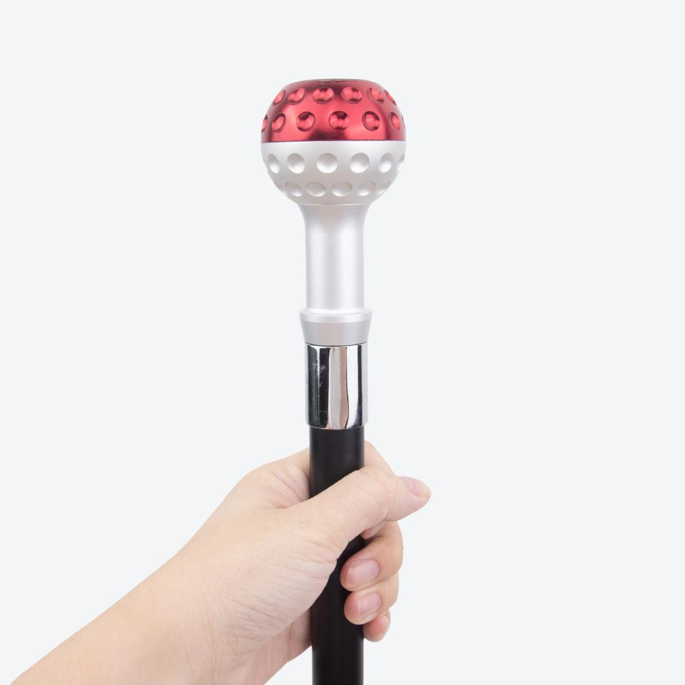 Bastoni Men's Elegant Silver/Red Walking Cane