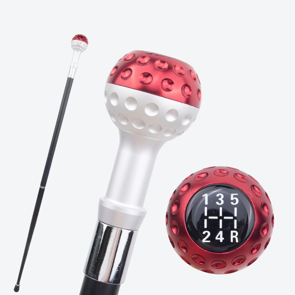 Bastoni Men's Elegant Silver/Red Walking Cane