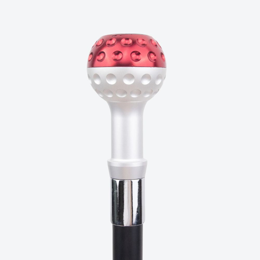 Bastoni Men's Elegant Silver/Red Walking Cane