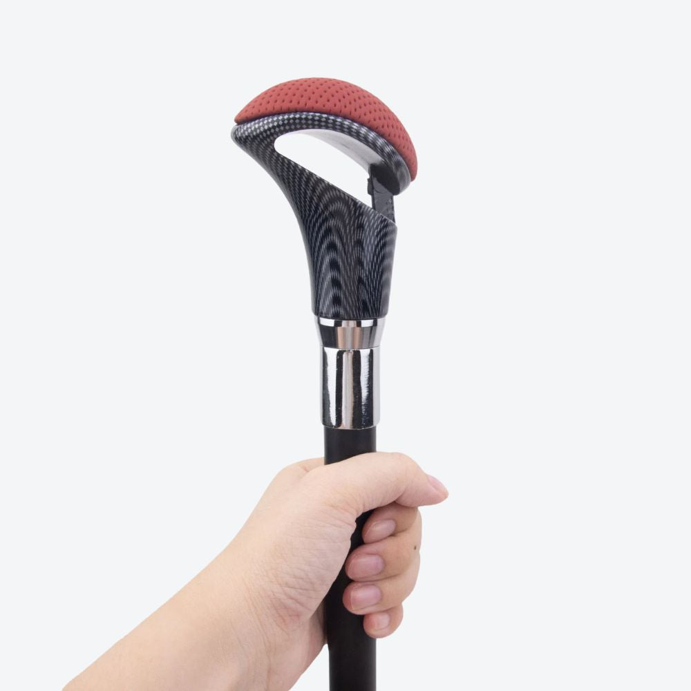 Bastoni Men's Padded Walking Cane, Black/Wine
