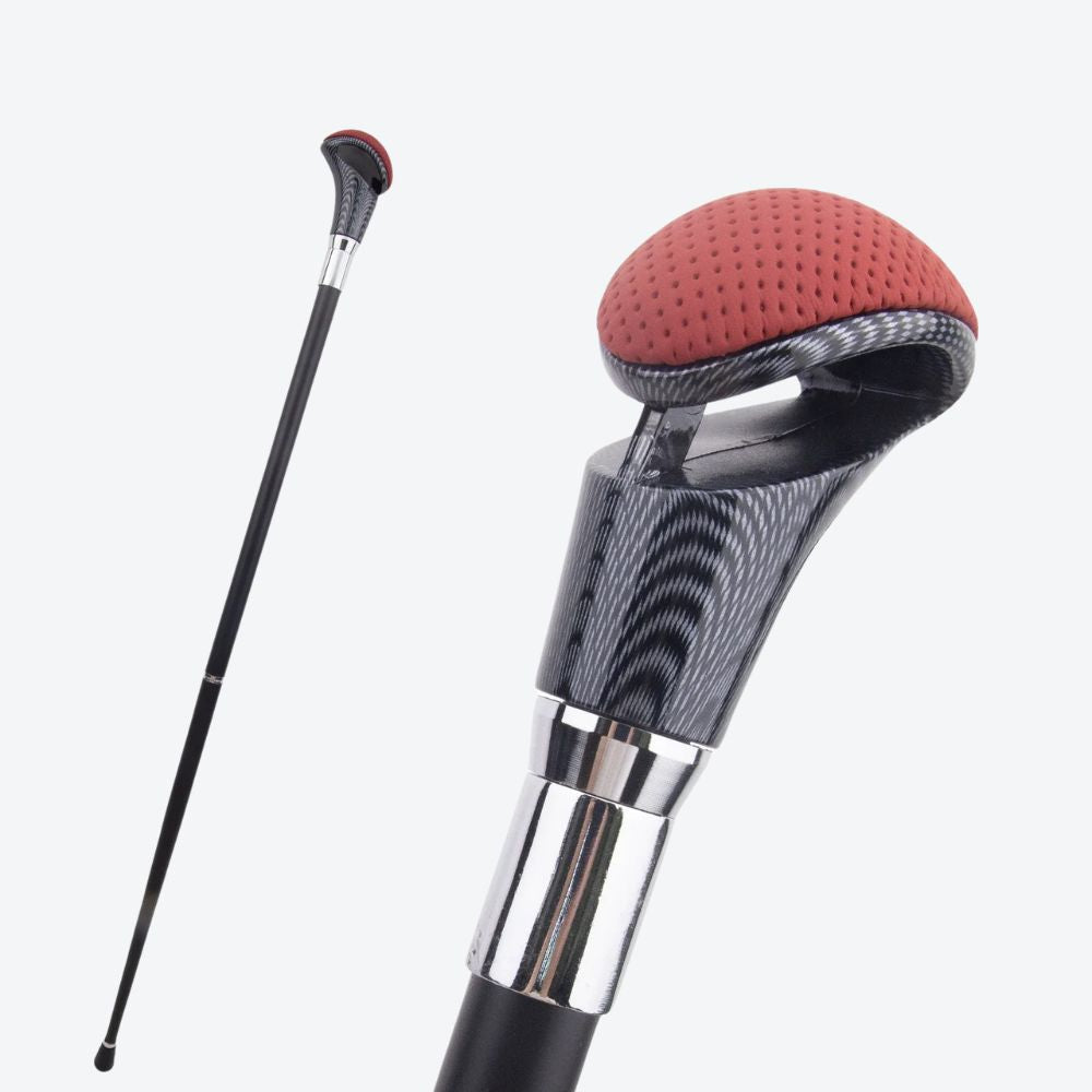 Bastoni Men's Padded Walking Cane, Black/Wine