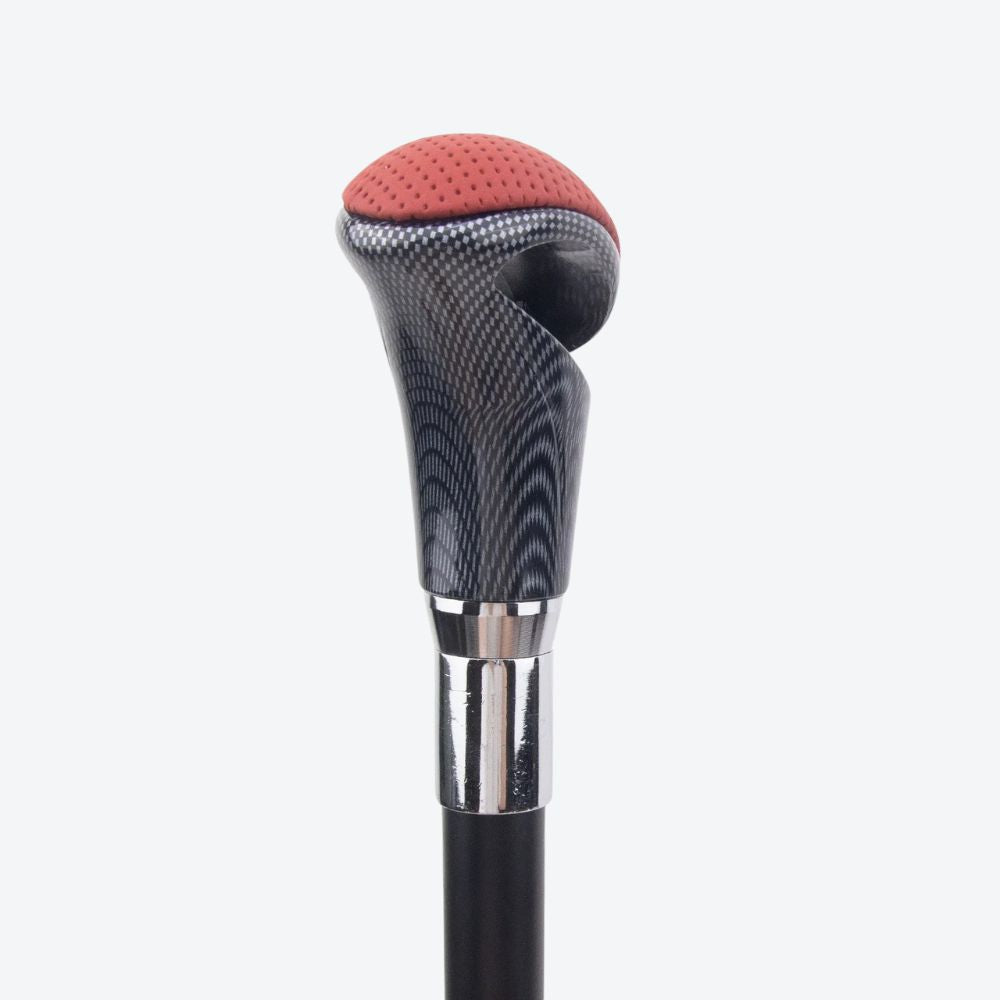 Bastoni Men's Padded Walking Cane, Black/Wine