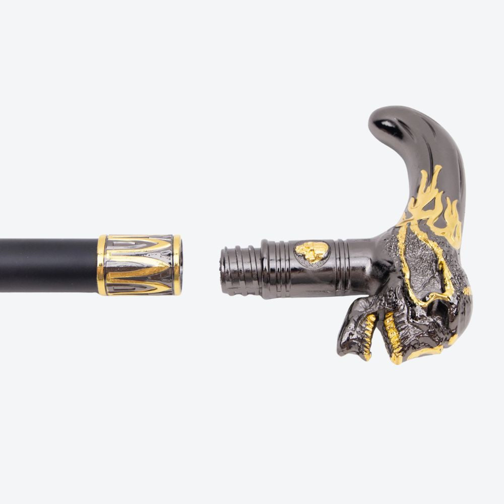 Monarch Skull Metal Cane Gold/Silver-Bastoni UK
