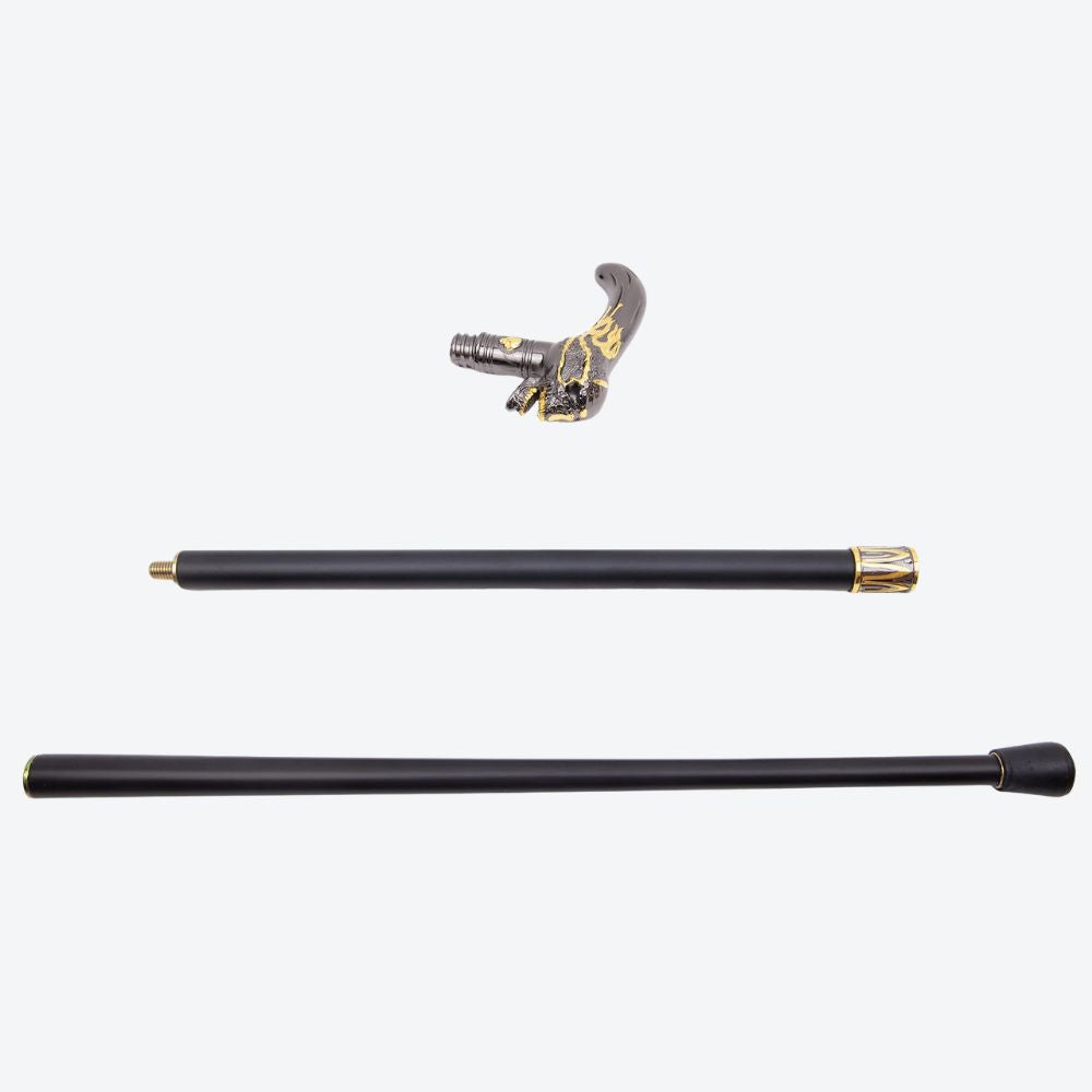 Monarch Skull Metal Cane Gold/Silver-Bastoni UK