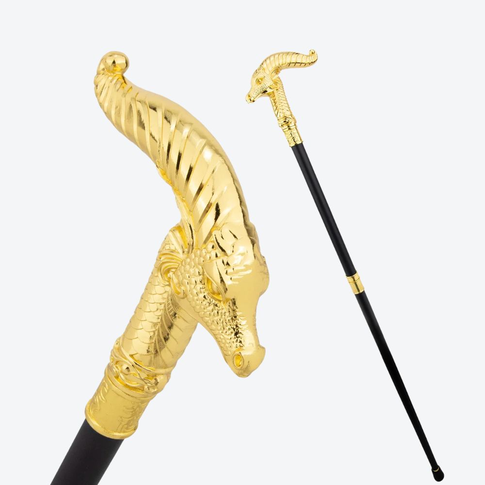 Mountain Goat Metal Cane Golden-Bastoni Co