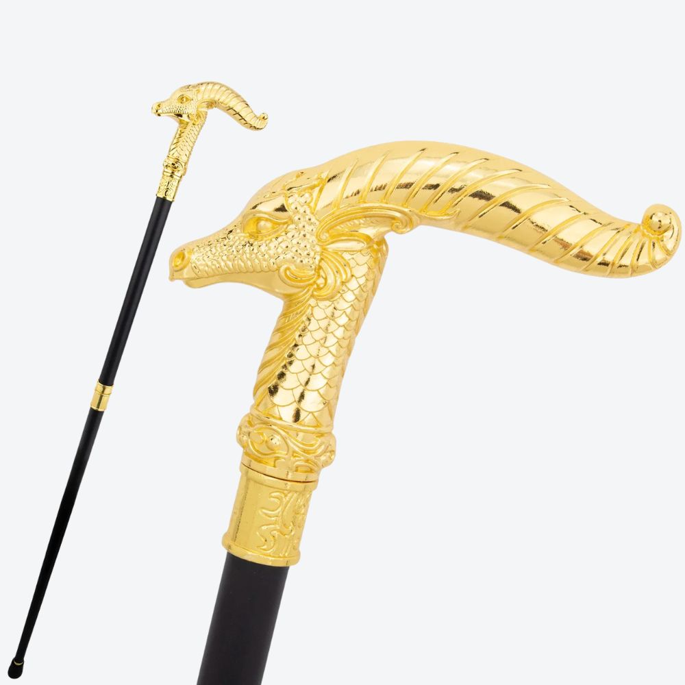 Mountain Goat Metal Cane Golden-Bastoni Co