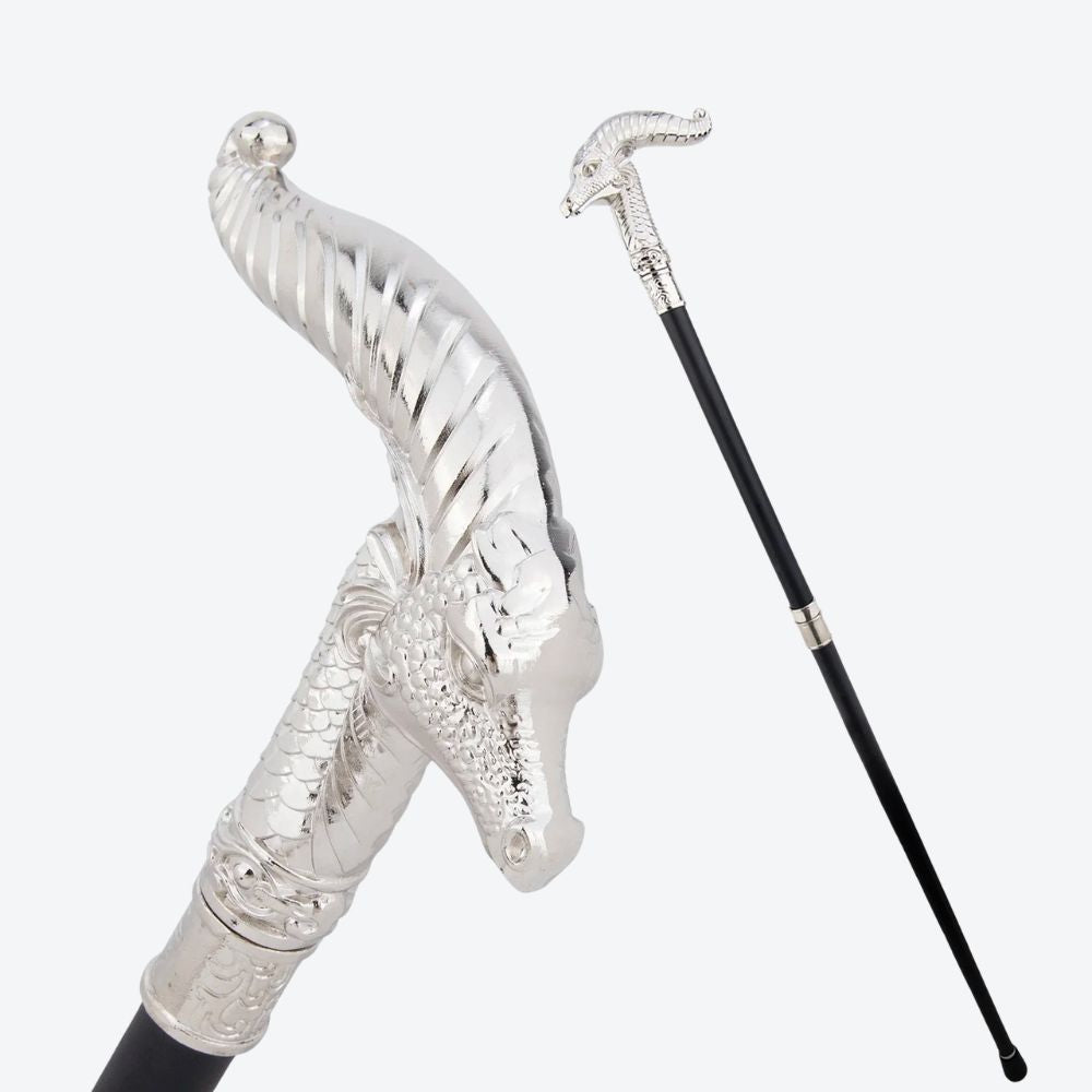Mountain Goat Metal Classic Cane Silver-Bastoni Co