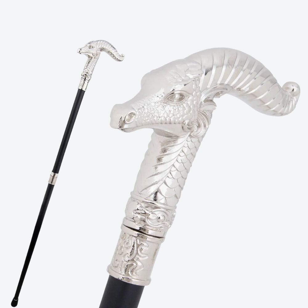 Mountain Goat Metal Classic Cane Silver-Bastoni Co