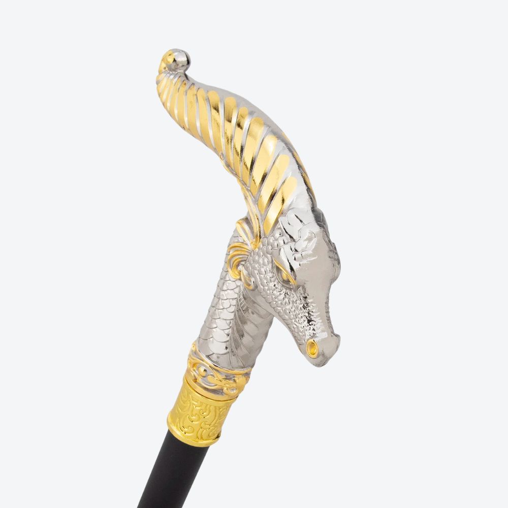Mountain Goat Metal Classic Cane Silver/Golden-Bastoni Co