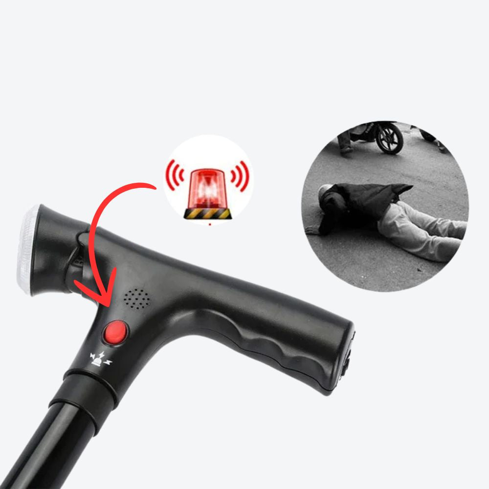 Folding Cane with Flashlight and Multifunctional Alarm - Bastoni