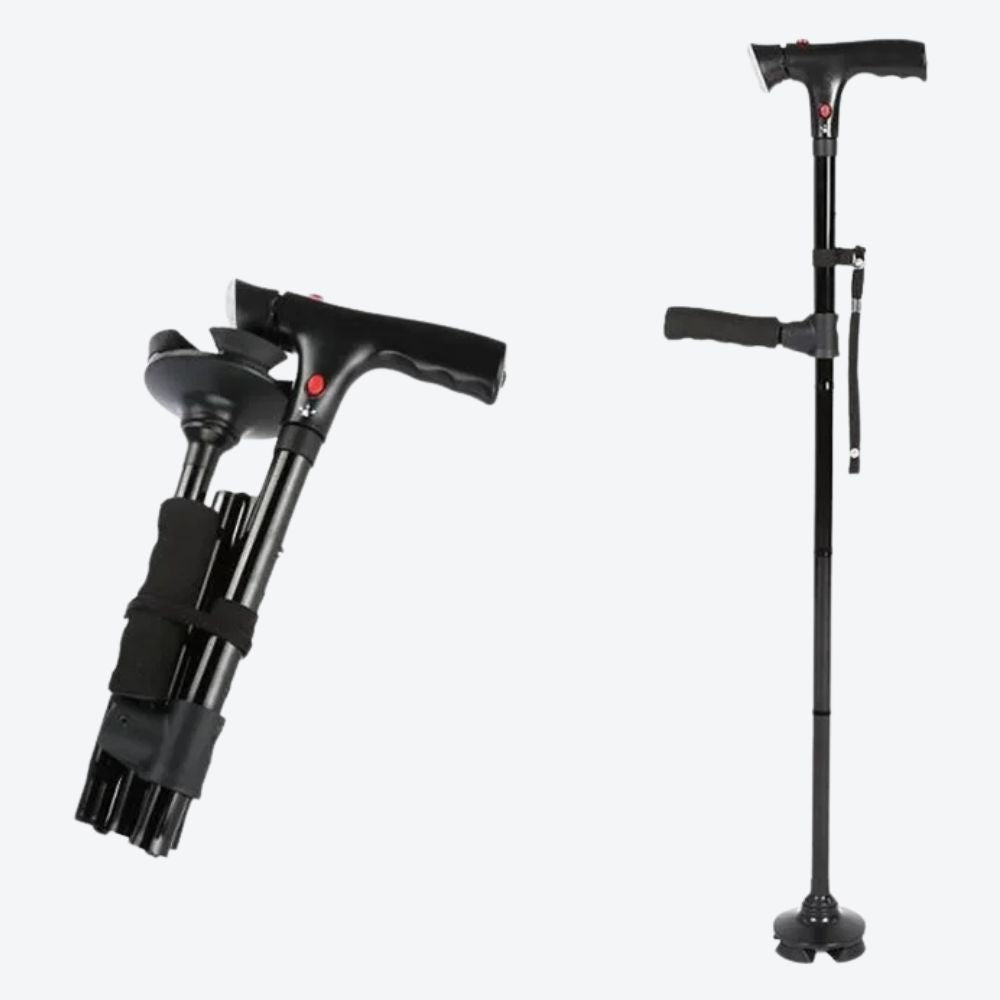Folding Cane with Flashlight and Multifunctional Alarm - Bastoni